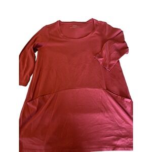 Pure Jill Shirttail Tunic sz‎ S Long Sleeve Red with Pockets